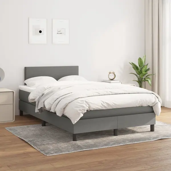 Gossi pat box spring cu saltea, gri inchis, 120x200 cm, textil
