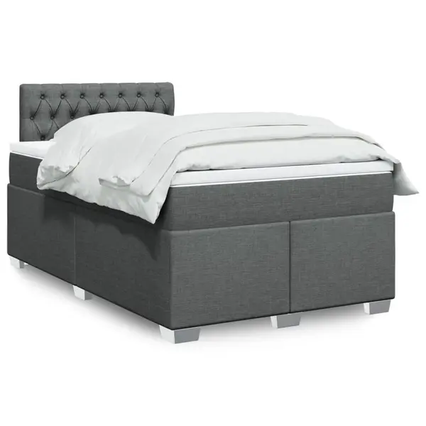 Gossi pat box spring cu saltea, gri inchis, 120x200 cm, textil