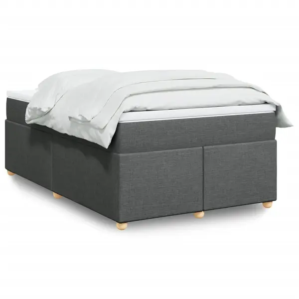 Gossi pat box spring cu saltea, gri inchis, 120x200 cm, textil