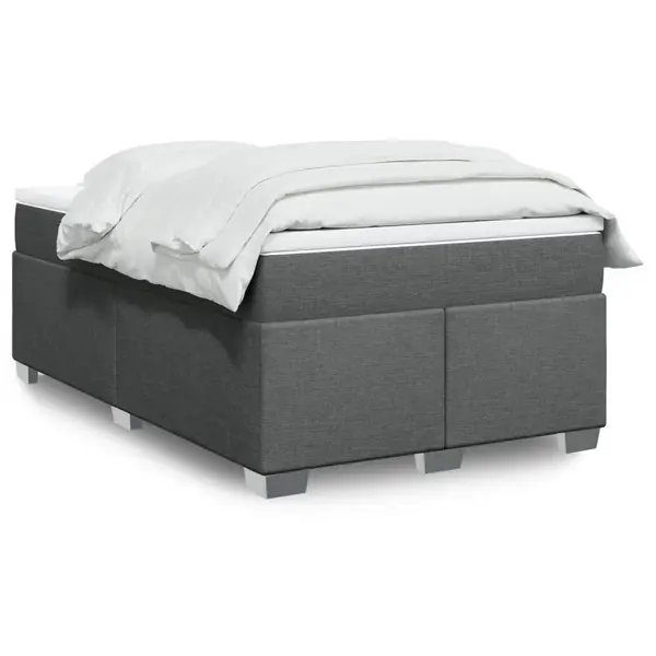 Gossi pat box spring cu saltea, gri inchis, 120x200 cm, textil
