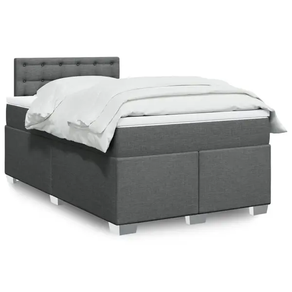 Gossi pat box spring cu saltea, gri inchis, 120x200 cm, textil