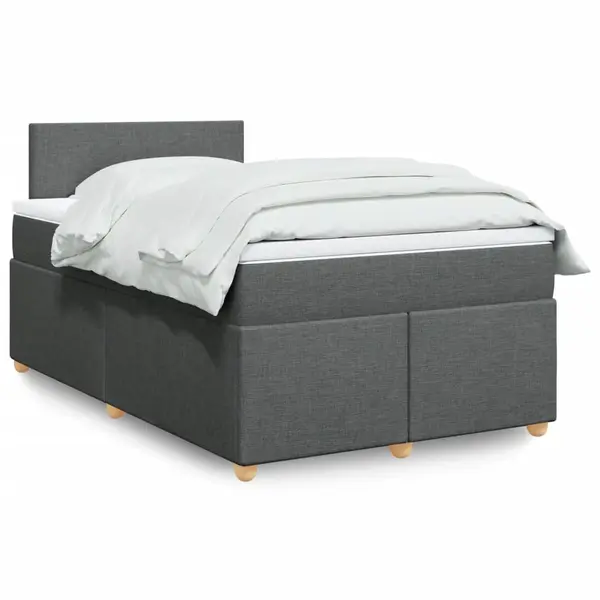 Gossi pat box spring cu saltea, gri inchis, 120x200 cm, textil