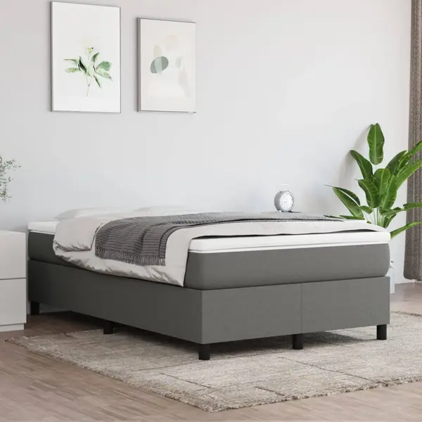 Gossi pat box spring cu saltea, gri inchis, 120x200 cm, textil
