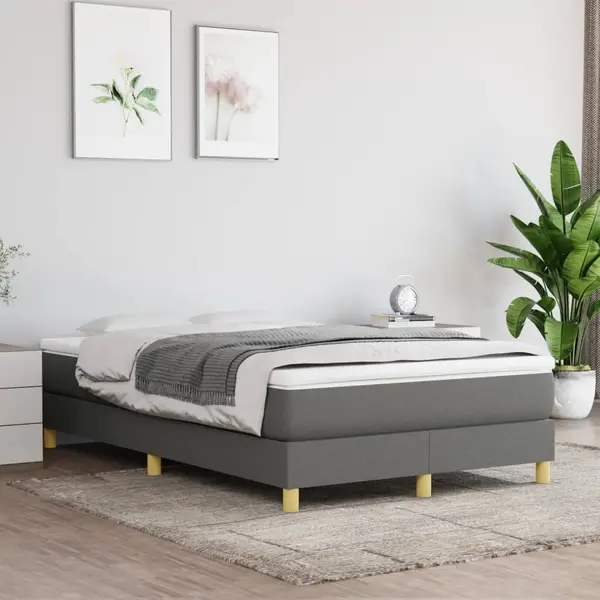 Gossi pat box spring cu saltea, gri inchis, 120x200 cm, textil