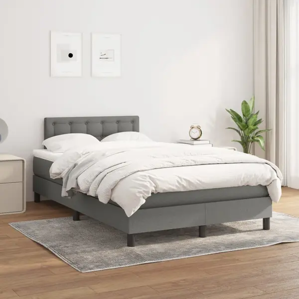 Gossi pat box spring cu saltea, gri inchis, 120x200 cm, textil