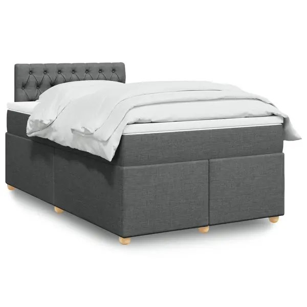 Gossi pat box spring cu saltea, gri inchis, 120x200 cm, textil