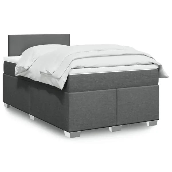 Gossi pat box spring cu saltea, gri inchis, 120x200 cm, textil