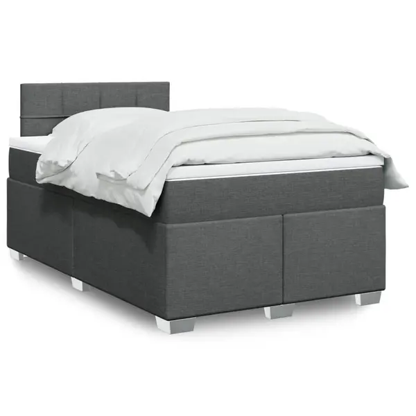 Gossi pat box spring cu saltea, gri inchis, 120x200 cm, textil