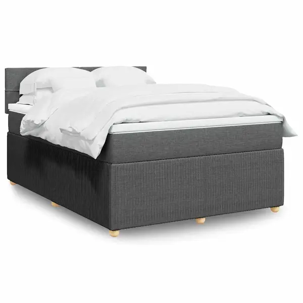 Gossi pat box spring cu saltea, gri inchis, 140x190 cm, textil
