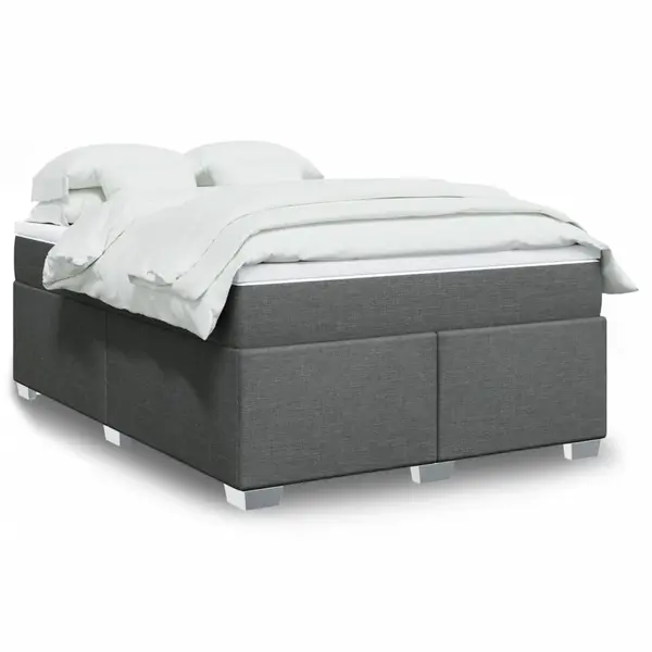 Gossi pat box spring cu saltea, gri inchis, 140x190 cm, textil