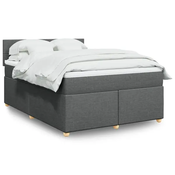Gossi pat box spring cu saltea, gri inchis, 140x190 cm, textil