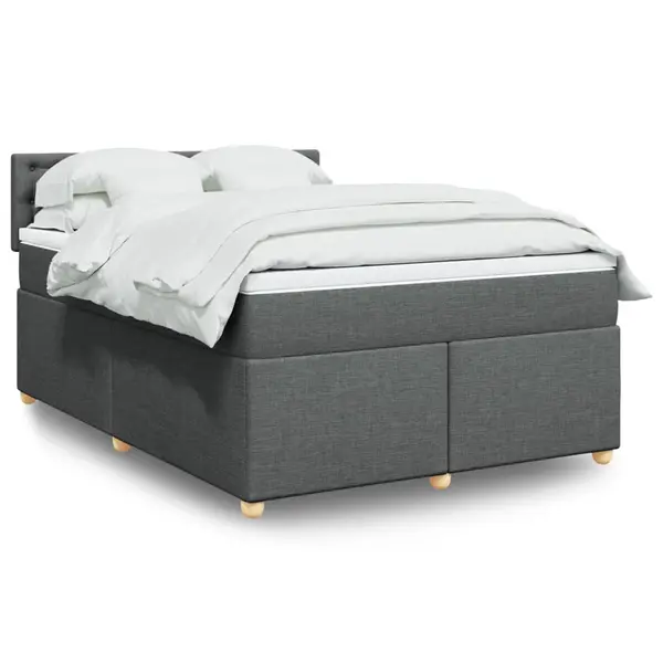 Gossi pat box spring cu saltea, gri inchis, 140x190 cm, textil