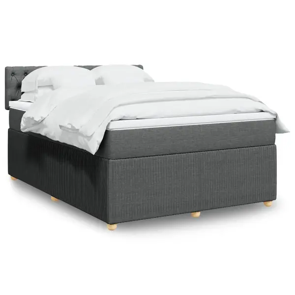 Gossi pat box spring cu saltea, gri inchis, 140x190 cm, textil