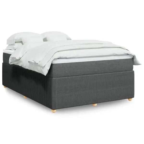 Gossi pat box spring cu saltea, gri inchis, 140x190 cm, textil