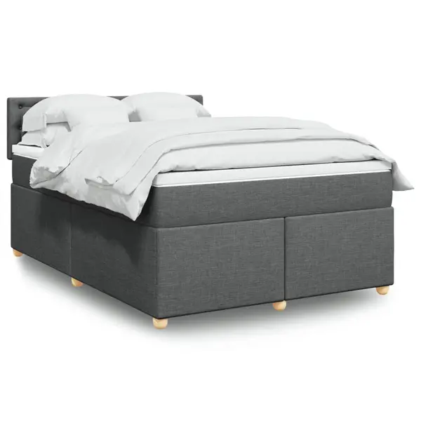 Gossi pat box spring cu saltea, gri inchis, 140x190 cm, textil