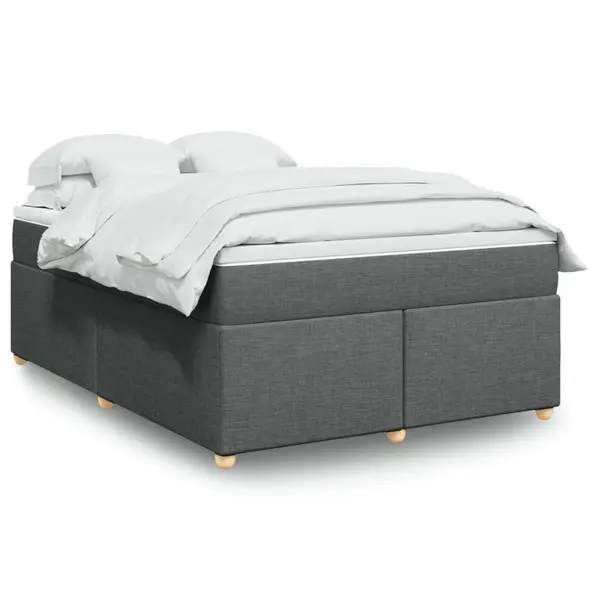 Gossi pat box spring cu saltea, gri inchis, 140x190 cm, textil