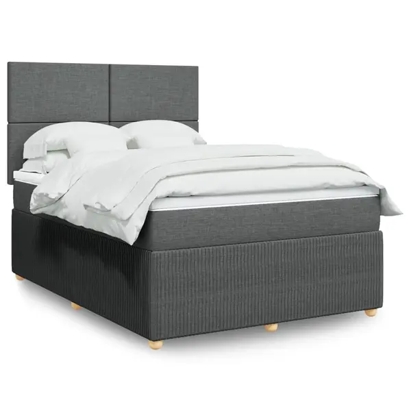 Gossi pat box spring cu saltea, gri inchis, 140x190 cm, textil