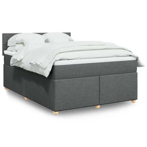 Gossi pat box spring cu saltea, gri inchis, 140x190 cm, textil