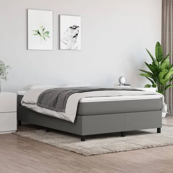 Gossi pat box spring cu saltea, gri inchis, 140x190 cm, textil