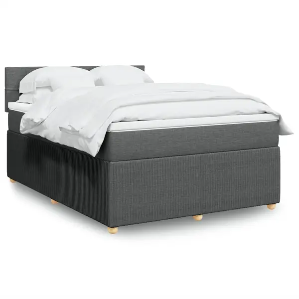 Gossi pat box spring cu saltea, gri inchis, 140x190 cm, textil