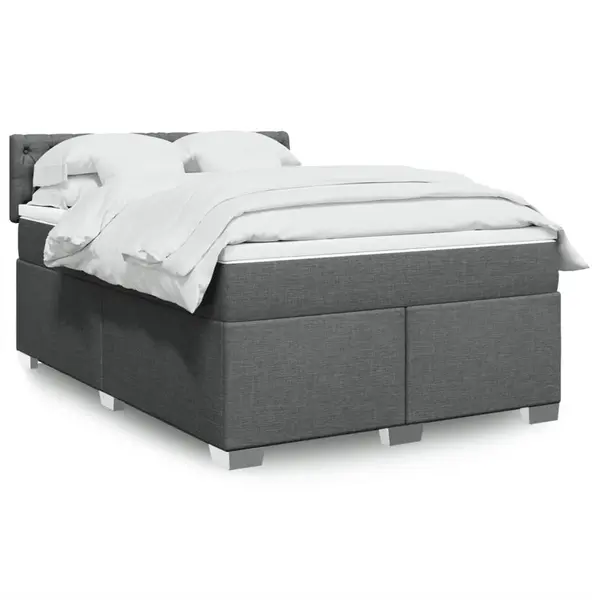 Gossi pat box spring cu saltea, gri inchis, 140x200 cm, textil
