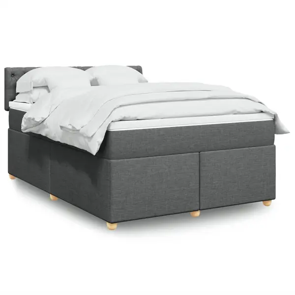 Gossi pat box spring cu saltea, gri inchis, 140x200 cm, textil