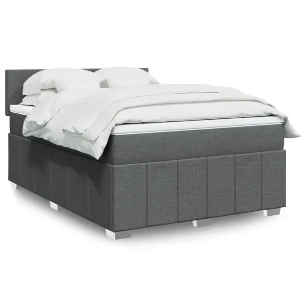 Gossi pat box spring cu saltea, gri inchis, 140x200 cm, textil
