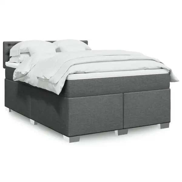 Gossi pat box spring cu saltea, gri inchis, 140x200 cm, textil