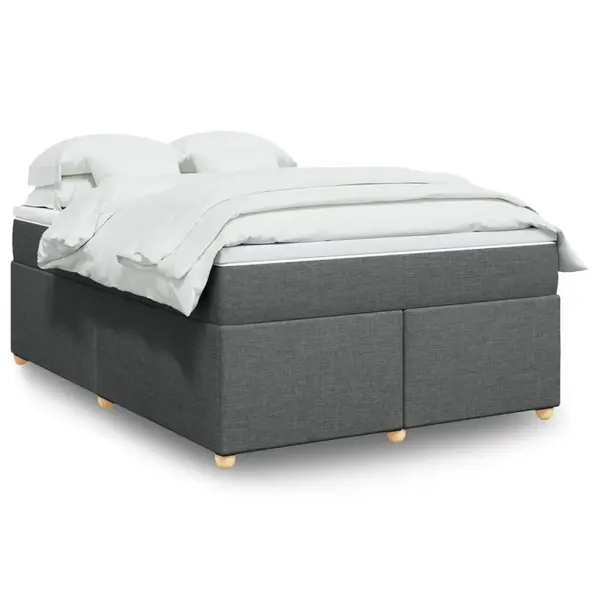 Gossi pat box spring cu saltea, gri inchis, 140x200 cm, textil