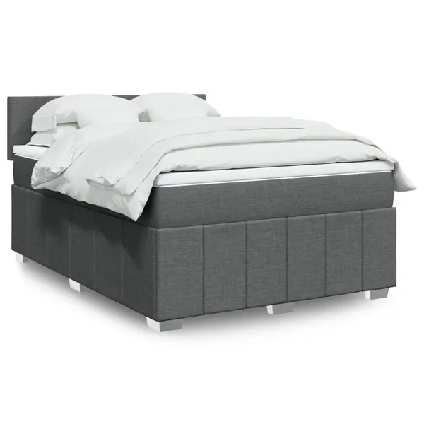 Gossi pat box spring cu saltea, gri inchis, 140x200 cm, textil