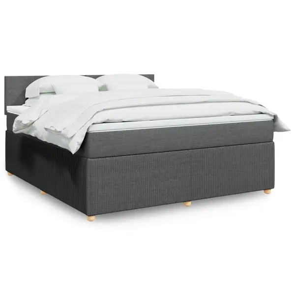 Gossi pat box spring cu saltea, gri inchis, 180x200 cm, textil