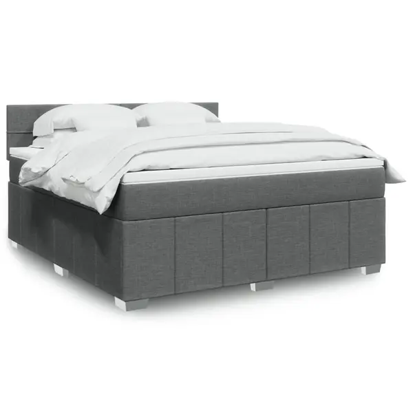 Gossi pat box spring cu saltea, gri inchis, 180x200 cm, textil