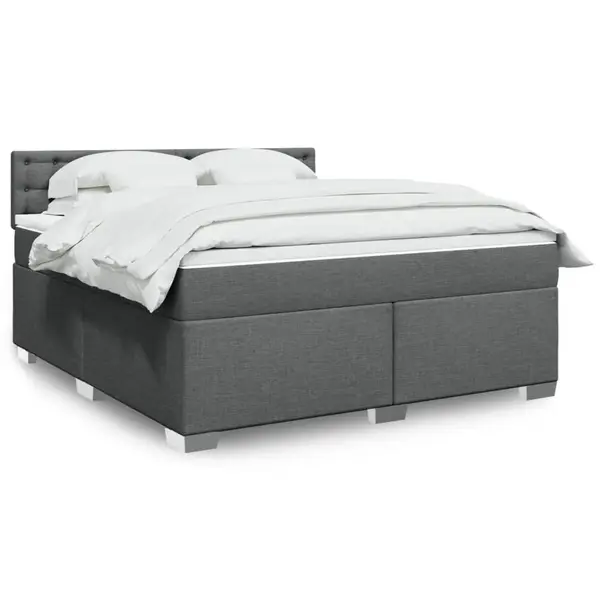 Gossi pat box spring cu saltea, gri inchis, 180x200 cm, textil