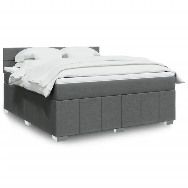 Gossi pat box spring cu saltea, gri inchis, 180x200 cm, textil