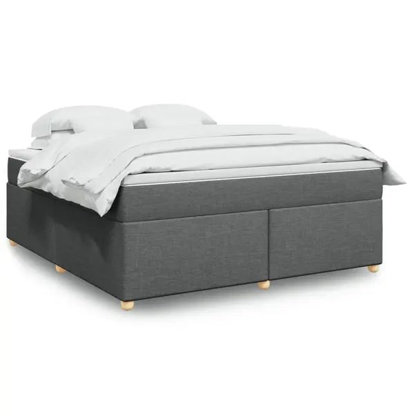 Gossi pat box spring cu saltea, gri inchis, 180x200 cm, textil