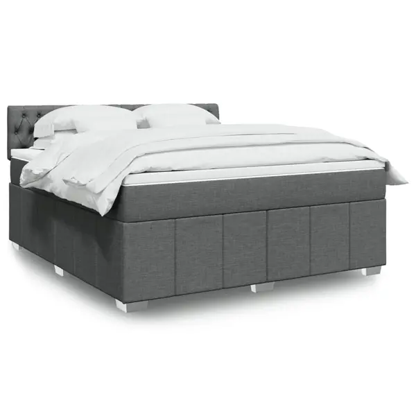 Gossi pat box spring cu saltea, gri inchis, 180x200 cm, textil