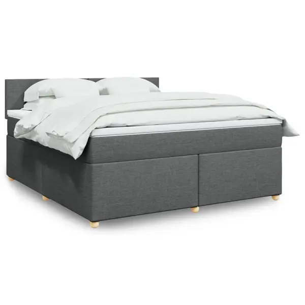Gossi pat box spring cu saltea, gri inchis, 180x200 cm, textil