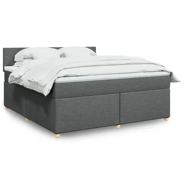 Gossi pat box spring cu saltea, gri inchis, 180x200 cm, textil