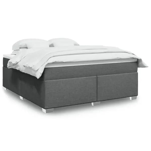 Gossi pat box spring cu saltea, gri inchis, 180x200 cm, textil