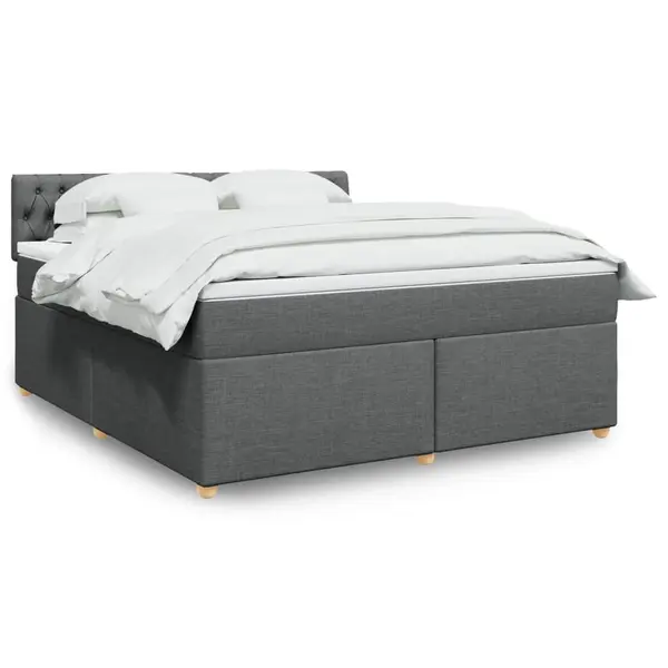 Gossi pat box spring cu saltea, gri inchis, 180x200 cm, textil