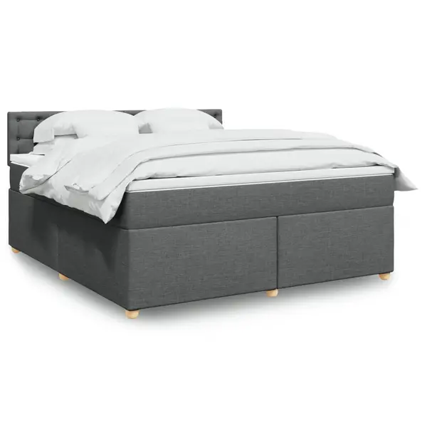 Gossi pat box spring cu saltea, gri inchis, 180x200 cm, textil