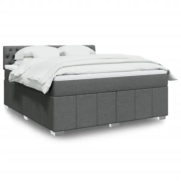 Gossi pat box spring cu saltea, gri inchis, 180x200 cm, textil