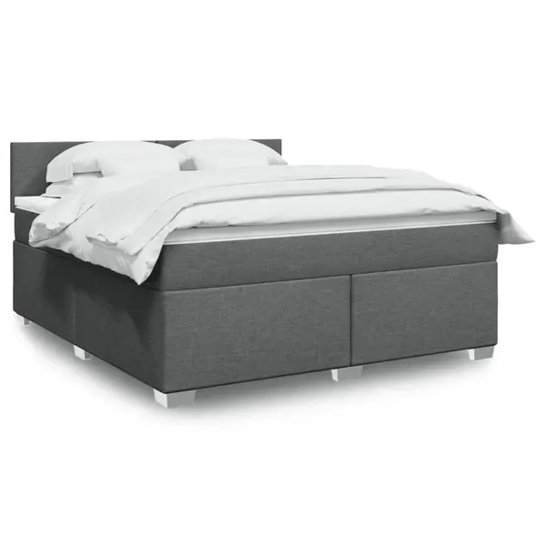 Gossi pat box spring cu saltea, gri inchis, 180x200 cm, textil
