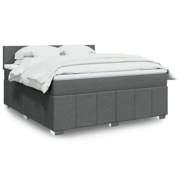 Gossi pat box spring cu saltea, gri inchis, 180x200 cm, textil