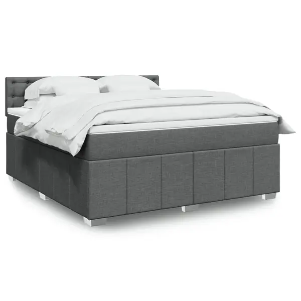 Gossi pat box spring cu saltea, gri inchis, 180x200 cm, textil
