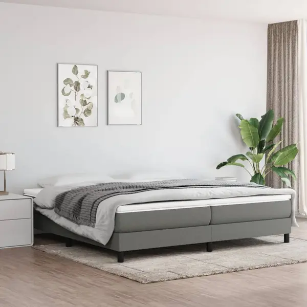 Gossi pat box spring cu saltea, gri inchis, 200x200 cm, textil