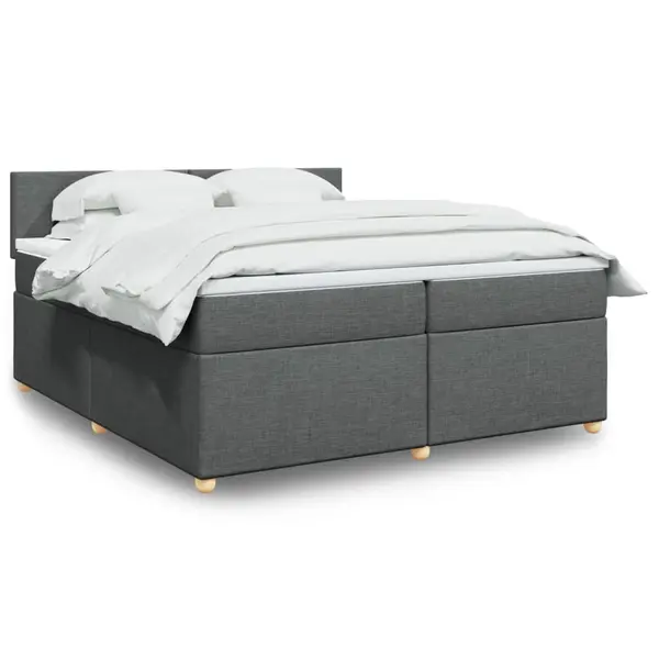 Gossi pat box spring cu saltea, gri inchis, 200x200 cm, textil