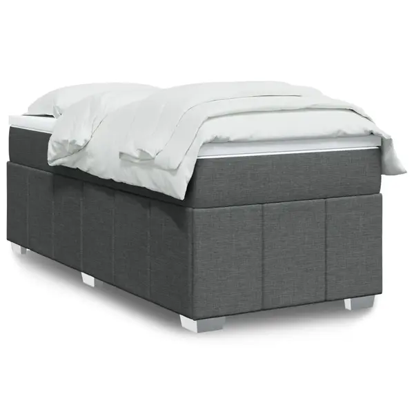 Gossi pat box spring cu saltea, gri inchis, 80x200 cm, textil