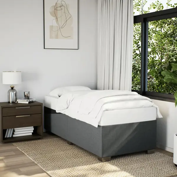 Gossi pat box spring cu saltea, gri inchis, 90x190 cm, textil