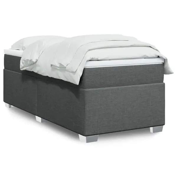 Gossi pat box spring cu saltea, gri inchis, 90x200 cm, textil